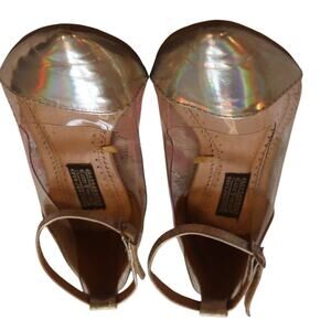 Deena & Ozzy Iridescent Silver/Clear Ankle Strap Flats – Used condition – Size 6